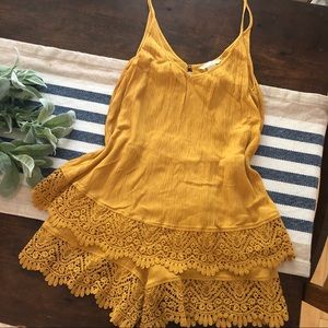 Mustard lace romper